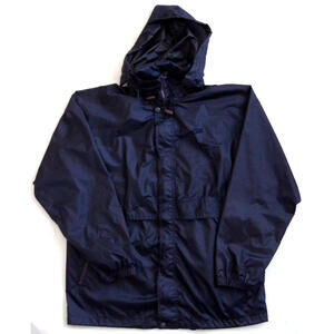 Speedo Men's Windbreaker Navy Blue Lightweight Compact Hood Jacket Size Small